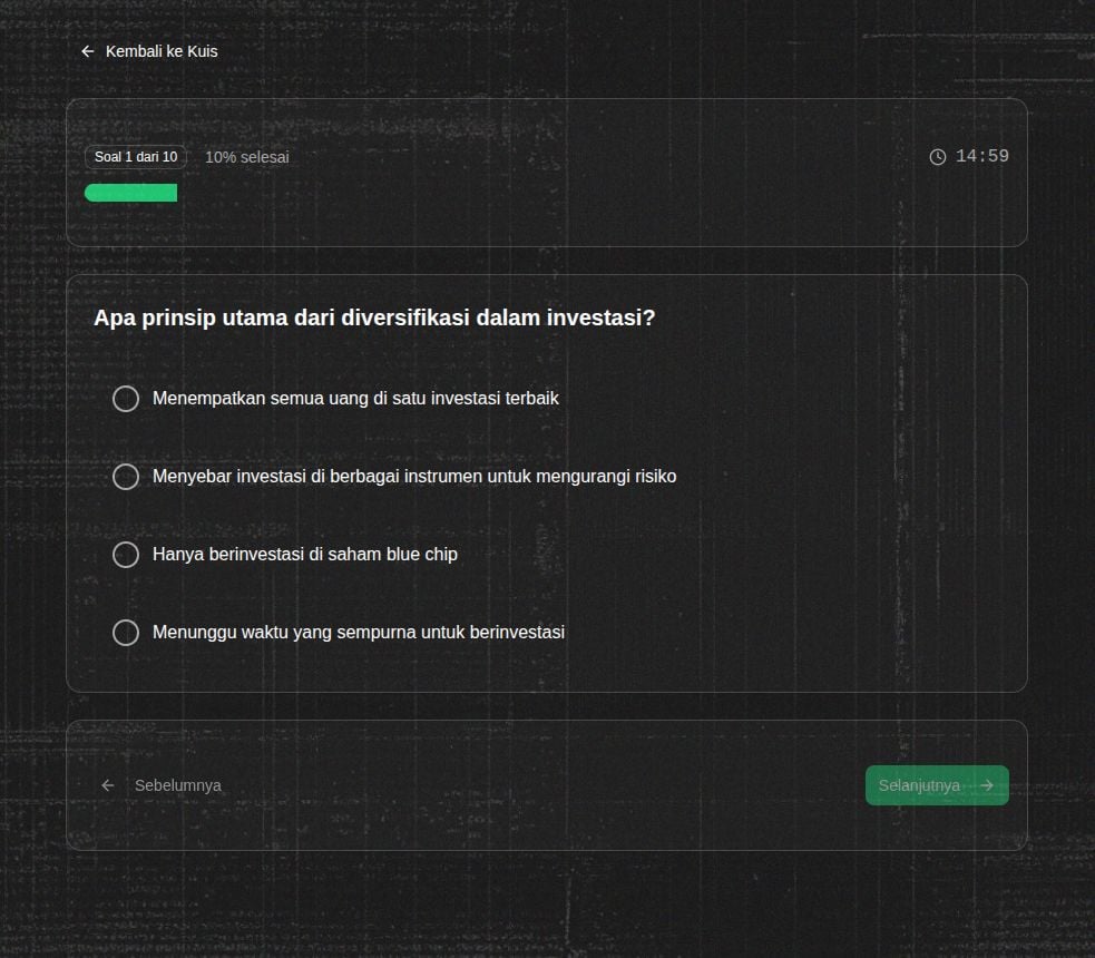 Screenshot kuis finansial interaktif