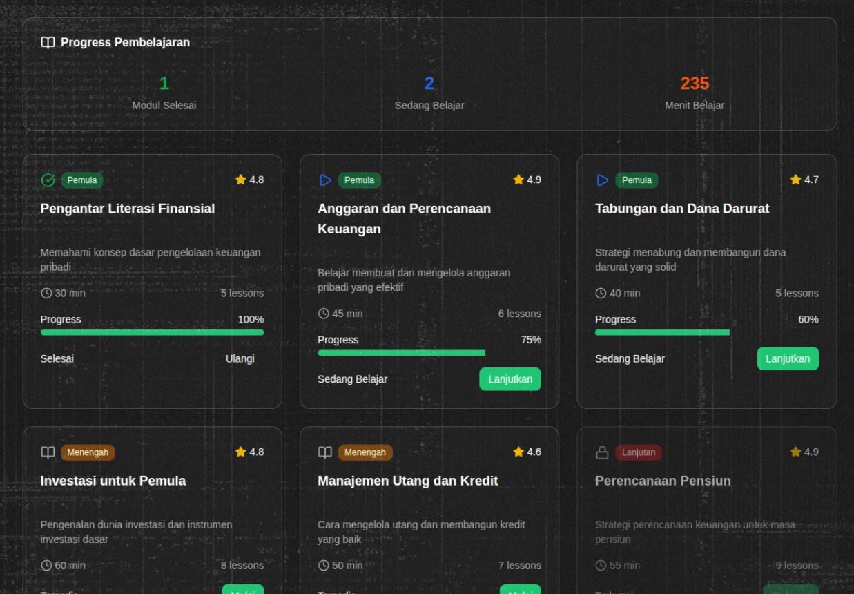 Screenshot modul pembelajaran interaktif SampattiNaya